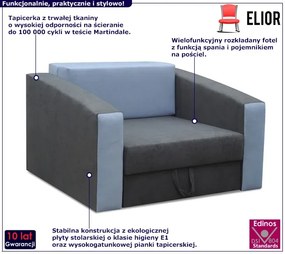 Szaro-niebieski rozkładany fotel amerykanka  - Dorilla 16X