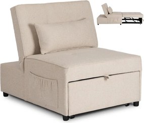 Fotel Wypoczynkowy Rozkładany IBERIS 80 cm Beżowy Tapicerowany Nowoczesny