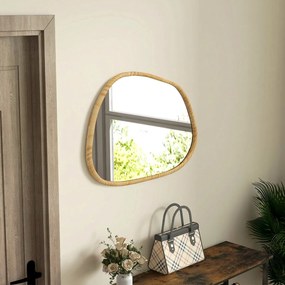 HOMCOM Lustro Ścienne Dekoracyjne, Design Vintage, 80 x 2,1 x 60 cm, Drewno Macierzyste, Naturalne