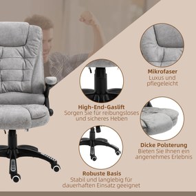 HOMCOM Ergonomiczny fotel biurowy z masażem i ogrzewaniem regulowany maksymalne obciążenie 120 kg szary | Aosom PL