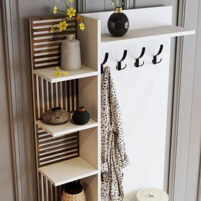 Wieszak z szafką na buty i półkami Viyana White