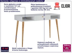 Białe skandynawskie biurko z szufladą - Elara 3X