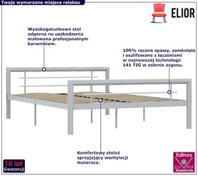 Szare metalowe łózko w stuli industrialnym 140x200 cm - Hegrix