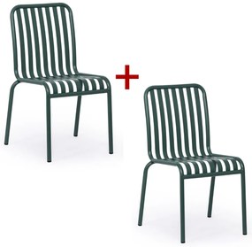 Metalowe krzesło bistro RENO, 1+1 GRATIS, do użytku zewnętrznego, zielony