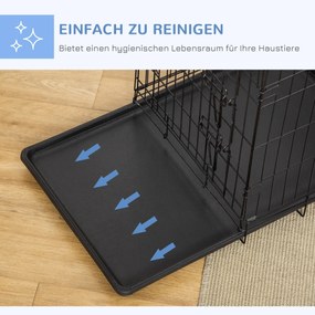 PawHut Klatka Transportowa dla Psa Rozmiar M Bezpieczny Transport Czarna Wytrzymała 76x46x52cm | Aosom PL