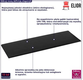 Czarne prostokątne panele ścienne z ekoskóry T9-C28