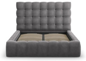 Szare tapicerowane łóżko dwuosobowe ze schowkiem i stelażem 140x200 cm Bali – Cosmopolitan Design