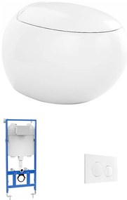 Zestaw WC podwieszany w białej ceramice z modułem podtynkowym i płytą spustową - HURO II