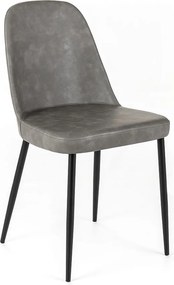 Zestaw 4 nowoczesnych jasnoszarych krzeseł do jadalni „Damascus” obitych miękką w dotyku skórą ekologiczną