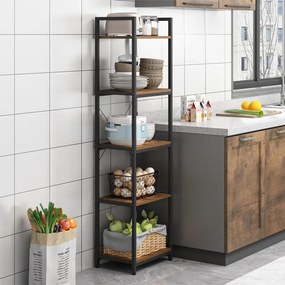 Szafka magazynowa w stylu industrialnym – 154 x 40 x 30 cm, 5 półek, styl loftowy, MDF i metal