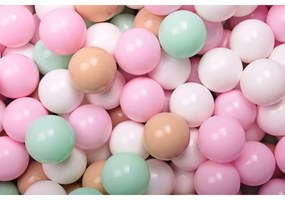 Zestaw plastikowych piłeczek do suchego basenu 7cm, 100 szt, piłki: beżowe, miętowe, białe, pastelowy róż - meowbaby®