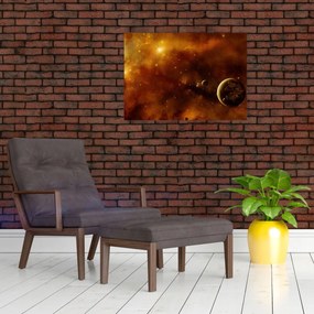Obraz - Planety z mgławicą (70x50 cm)