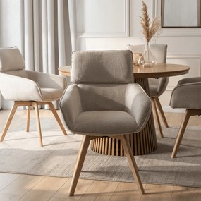 Krzesło Tapicerowane Obrotowe DIAS Beżowe Nowoczesne