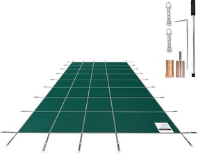 Zimowa Osłona Basenu, SucceBuy Osłona Bezpieczeństwa Basenu, Pasuje do Prostokątnych Basenów Naziemnych o Wymiara ch 488 x 975 cm, Zielona