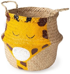Żółto-naturalny dziecięcy kosz na zabawki z trawy morskiej ø 30x28 cm Giraffe – Compactor