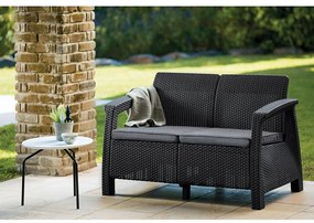 Ciemnoszara sofa ogrodowa z imitacji rattanu Corfu – Keter