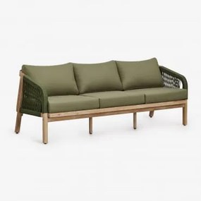 3-osobowa Sofa Ogrodowa Z Drewna Akacjowego Dubai Verde Army & Rustykalny Brąz Akacjowy - Sklum