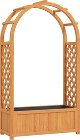Outsunny Wysoka grządka z kratką do pnączy, Spalier Skrzynka na Rośliny Drewniana 83 x 36 x 145cm Jasnobrązowy