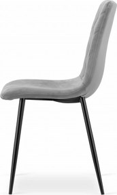Szare aksamitne krzesło TURIN z czarnymi nogami