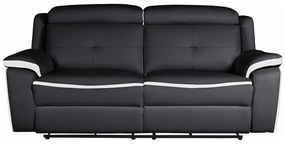 Kanapa 3-osobowa ANGELIQUE ze skóry, z elektryczną funkcją relax – kolor czarny i biały