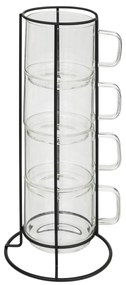 Szklane filiżanki do kawy na stojaku GLASS, 300 ml