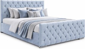 Błękitne welurowe łóżko pikowane 5 rozmiarów C3-N73