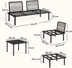 Outsunny Zestaw Mebli Ogrodowych 5-6 Osób Sofa Dwuosobowa, Krzesła, Narożnik, Stolik, Podnóżek | Aosom PL