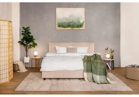 Beżowe tapicerowane łóżko dwuosobowe ze schowkiem i stelażem 160x200 cm Myra Pillow – Bonami Selection