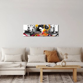 Obraz - Muzyka (z zegarem) (90x30 cm)