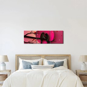 Obraz - Zakochane ptaki (z zegarem) (90x30 cm)