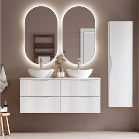 Biały Zestaw do Łazienki 120cm Szafka z Blatem Ryflowane Fronty Cleo