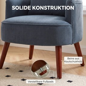 HOMCOM nowoczesny fotel z podłokietnikami, tapicerowany fotel akcentowy z poduszką lędźwiową, niebieski | Aosom PL