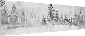 Obraz - Jeleń nad jeziorem (170x50 cm)