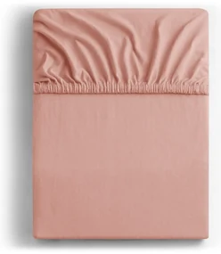 Brzoskwiniowe dżersejowe prześcieradło z gumką 240x220 cm Amber – Restilo