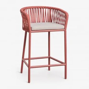 Zestaw 2 Wysokich Stołków Z Podłokietnikami Z Plecionego Sznurka Arhiza Terracota & ↑65 Cm - Sklum