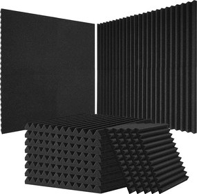 Partia 80 Paneli z Piany Akustycznej SucceBuy, 30.48 x 30.48 x 2.54 cm, do Ścian Podłóg z Studio, Dom, Biuro, Czarny