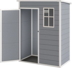 Outsunny Szopa na narzędzia z tworzywa sztucznego 1,14m² 151 x 92 x 193cm Szopka z dachem pochyłym Okno Szary