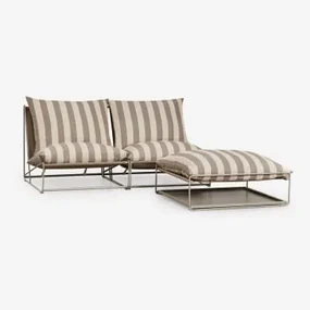 Modułowa Sofa 2-częściowa I Pufa Konwertowalna Amaro Kremowa Tapioca - Mokka Brąz - Sklum