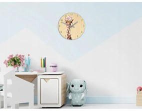 Zegar ścienny cichy do pokoju dziecięcego drewniany nowoczesny żyrafa