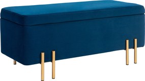 HOMCOM Ławka Tapicerowana z Miejscem do Przechowywania, Metal, Drewno Gumowe, Pianka, 100 x 40 x 42 cm, Granatowa