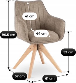 Krzesło Tapicerowane Obrotowe do Salonu LEMON Beżowe Nowoczesne Skandynawskie