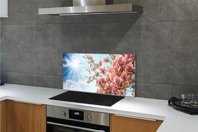 Szklany Panel Magnolia na tle Błękitnego Nieba