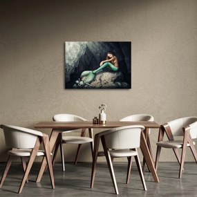 Obraz - Syrenka na skale (70x50 cm)