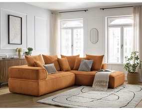 Musztardowy narożnik z tkaniny szenilowej (prawostronny/w kształcie litery L) Whesley – Bobochic Paris