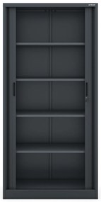 Metalowa szafa biurowa na akta z roletą DAMIAN, 900 x 1850 x 450 mm, antracytowa