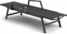 Leżak ogrodowy Pateri czarny technorattan regulowany basenowy tarasowy 193cm