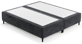 Antracytowe tapicerowane łóżko dwuosobowe ze schowkiem 160x200 cm Tate – Maison de Rêve