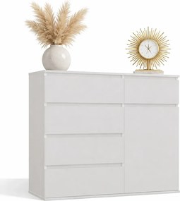 Biała nowoczesna komoda z szufladami i półkami 100cm B4-D90