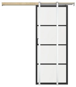 Drzwi przesuwne chowane w ścianie - aluminium i przezroczyste szkło hartowane - wys. 205 x szer. 93 cm - SINCA II