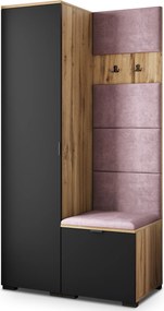 Masseno Garderoba LORI 95/181/51 cm Nowoczesna Szafa do Przedpokoju Dąb wotan, MONOLITH 62 (Wrzosowy)